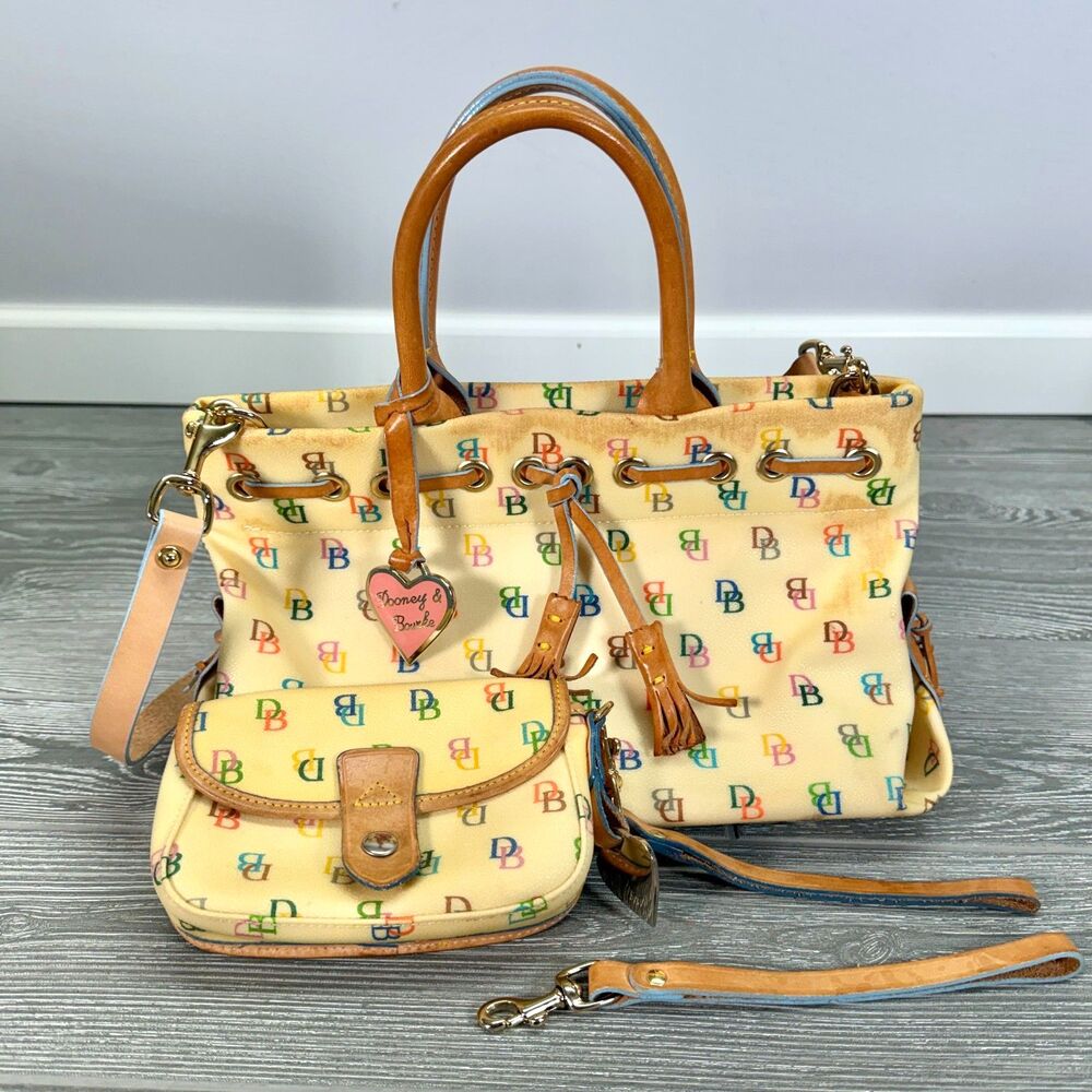 Dooney & Bourke Colorful Monogram Shoulder Bag Purse Y2K + Matching Wristlet!